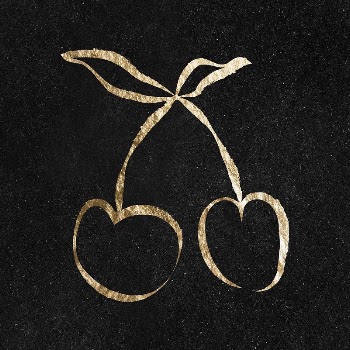 Cherry fruit sticker, gold aesthetic | Free PSD Illustration - rawpixel