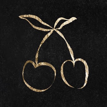 Cherry fruit sticker, gold aesthetic | Free Vector Illustration - rawpixel