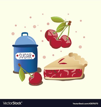 cherry pie and ripe cherries