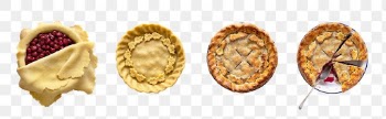 Cherry pie png baking steps homemade festive dessert flat lay