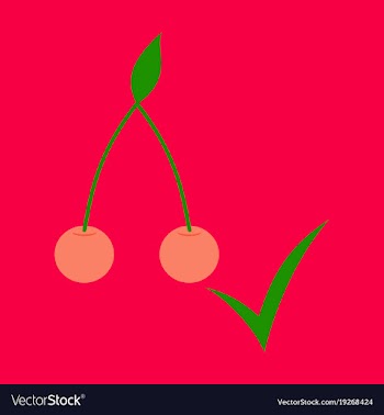 Cherry sweet fruit flat icon realistic vector image