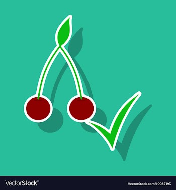 Cherry sweet fruit sticker icon realistic vector image