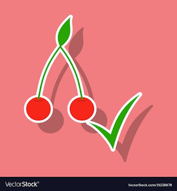 Cherry sweet fruit sticker icon realistic vector image