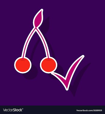 Cherry sweet fruit sticker icon realistic vector image