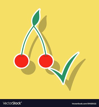 Cherry sweet fruit sticker icon realistic vector image
