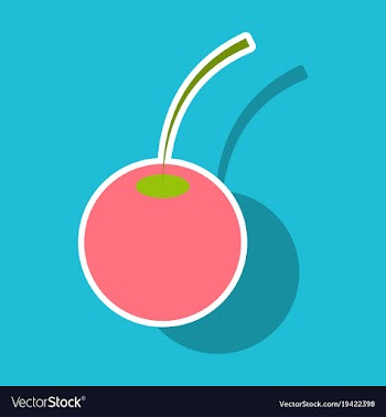 Cherry sweet fruit sticker icon realistic vector image