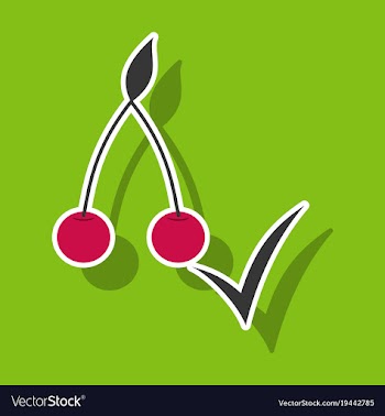 Cherry sweet fruit sticker icon realistic vector image