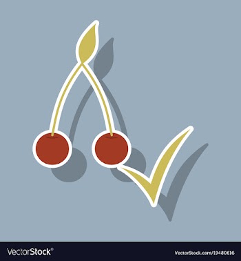 Cherry sweet fruit sticker icon realistic vector image