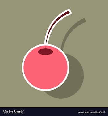 Cherry sweet fruit sticker icon realistic vector image
