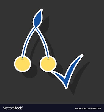 Cherry sweet fruit sticker icon realistic vector image