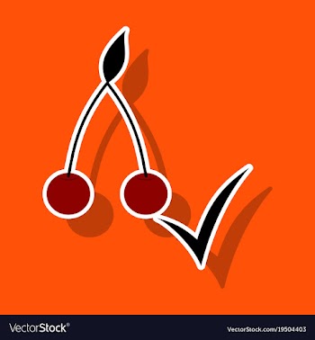 Cherry sweet fruit sticker icon realistic vector image