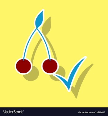 Cherry sweet fruit sticker icon realistic vector image