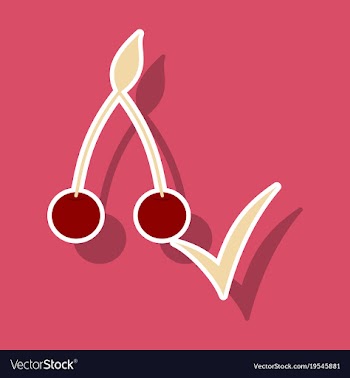 Cherry sweet fruit sticker icon realistic vector image