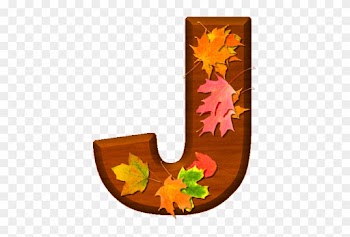 Cherry Wood Leaves Letter J - Fall Letter Clip Art