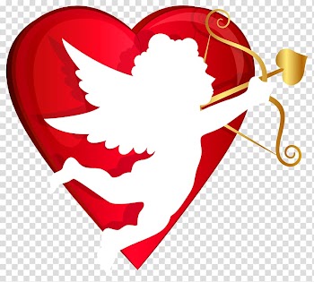 Cherub and heart illustration, Cupid Heart Valentine's Day , Red Heart and Cupid transparent background PNG clipart