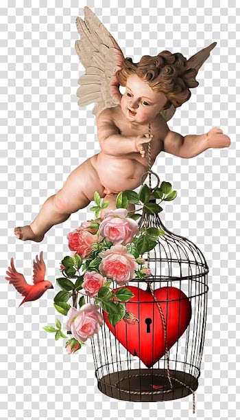 Cherub Angel , Angel painted flowers transparent background PNG clipart