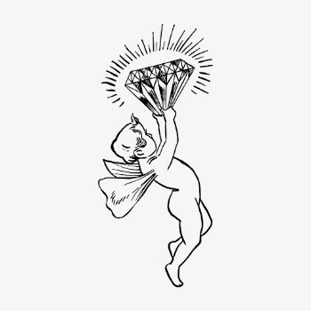 Cherub holding diamond clipart, vintage | Free Vector - rawpixel