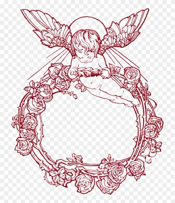 Cherub Rose Wreath Ex Libris - Angel Frame Png