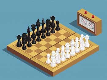 Chess beginning isometric composition Free Vector