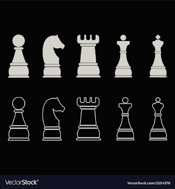 Chess icons outline chess pieces vector image