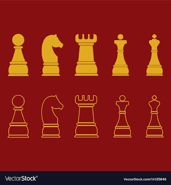Chess icons outline chess pieces vector image
