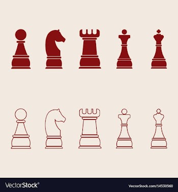 Chess icons outline chess pieces vector image