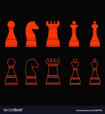 Chess icons outline chess pieces vector image
