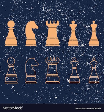 Chess icons outline chess pieces vector image