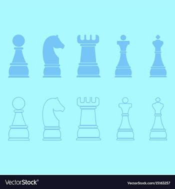 Chess icons outline chess pieces vector image