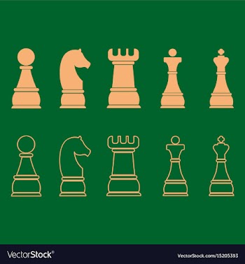 Chess icons outline chess pieces vector image