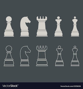 Chess icons outline chess pieces vector image