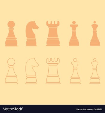 Chess icons outline chess pieces vector image