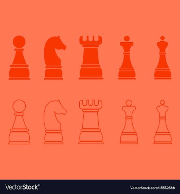 Chess icons outline chess pieces vector image