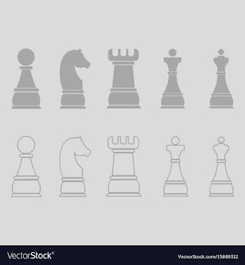Chess icons outline chess pieces vector image