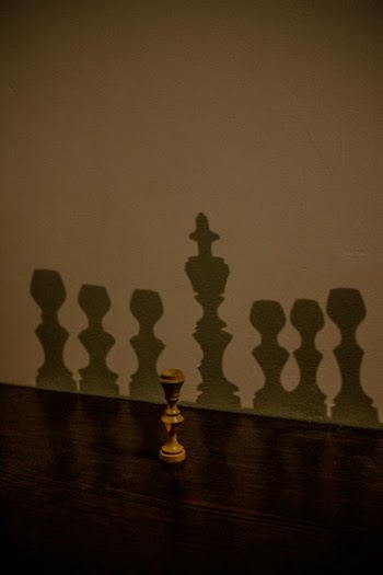 Chess King Shadow Among Pieces