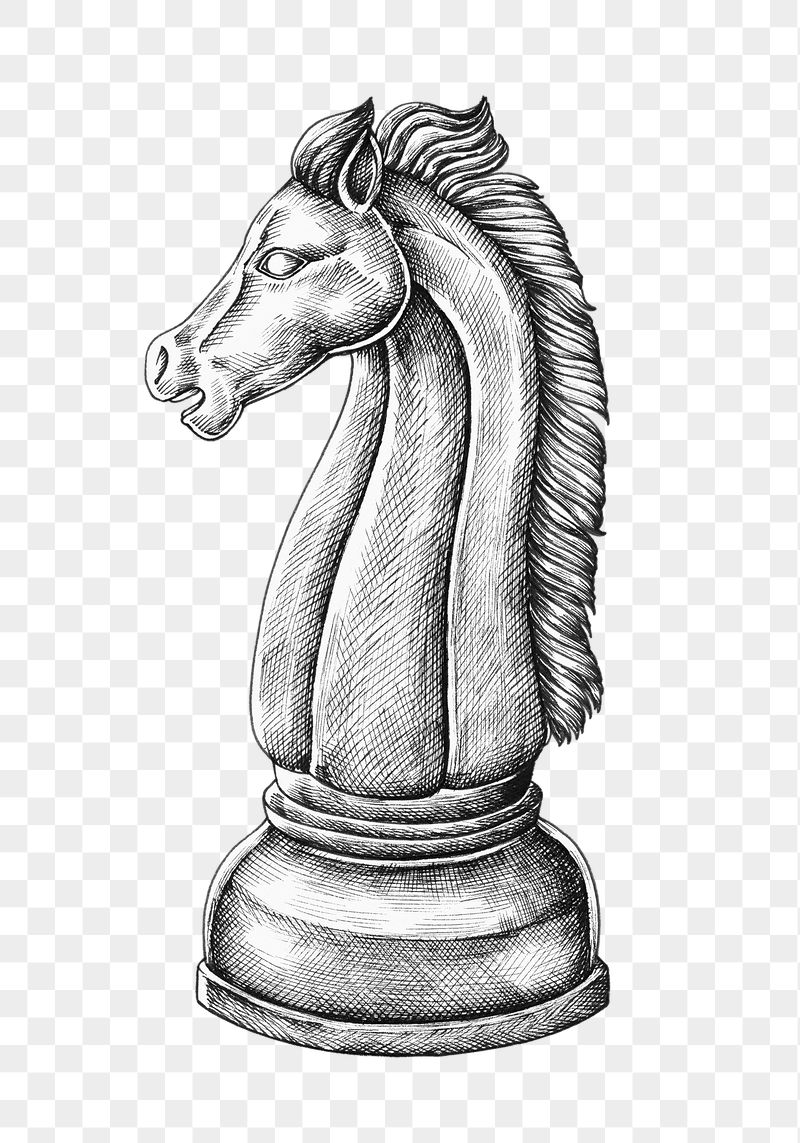 Chess knight png vintage sticker | Free PNG - rawpixel