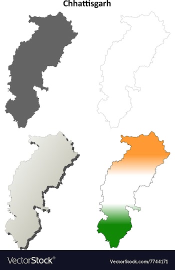 Chhattisgarh blank detailed outline map set vector image