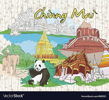 Chiang mai doodles vector image