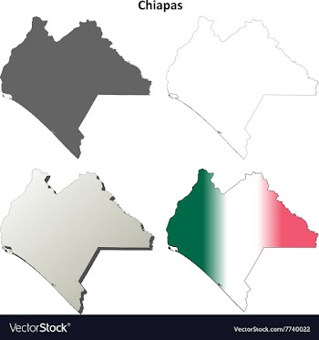 Chiapas blank outline map set vector image
