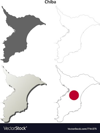 Chiba blank outline map set vector image