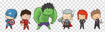 Chibi Avengers, Marvel Heroes animation transparent background PNG clipart