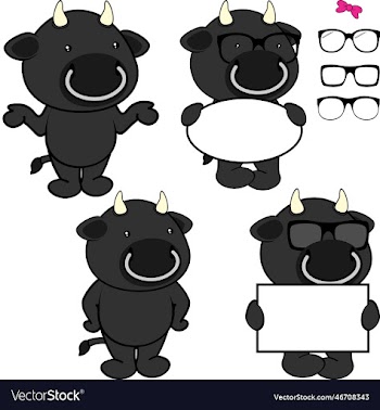 chibi bull kid cartoon billboard and glasses pack