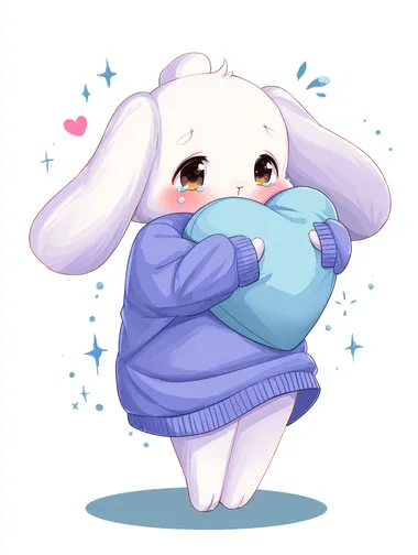 Chibi Bunny with Heart Pillow Chibi Bunny with Heart Pillow