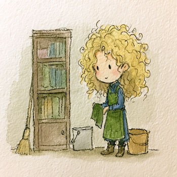 Chibi Girl Helping with Chores