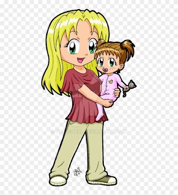 Chibi Mom And Child By Dyzzispell - Mother And Baby Chibi