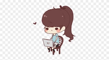 Chibi Png Transparent Images - Chibi Girl On Computer