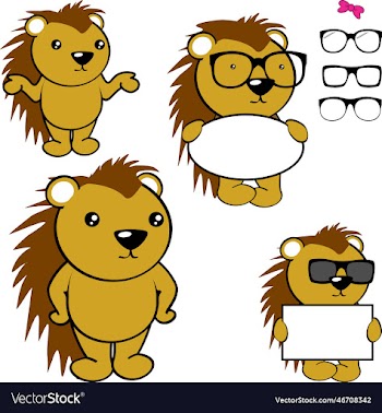 chibi porcupine kid cartoon billboard and glasses