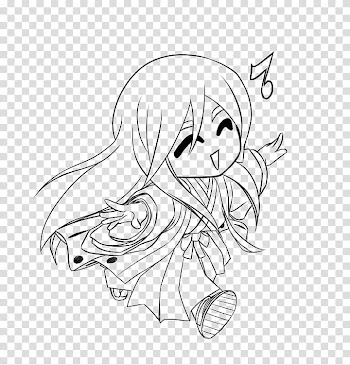 Chibi UKITAKE Lineart, female anime character transparent background PNG clipart