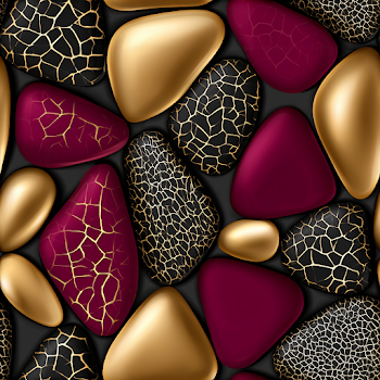 Chic 3D Golden and Burgundy Pattern