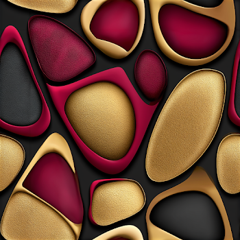 Chic 3D Pattern of Golden and Burgundy Shapes on Black Background